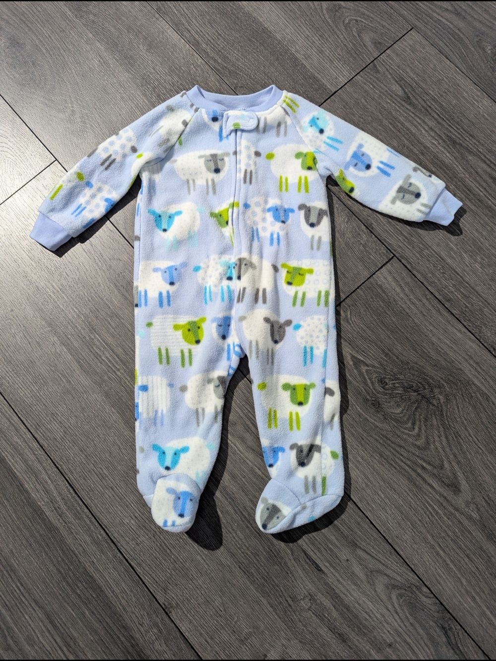 BabiesRUs Pastel Blue Fleece Sheep Footed One-Piece